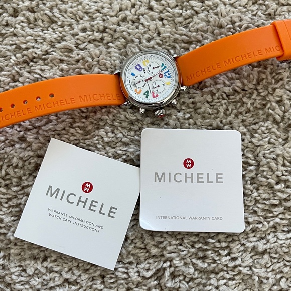 Michele Watch with Orange Strap and Colorful Dial - Picture 8 of 9